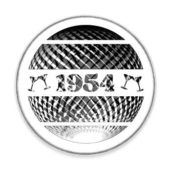 Jahrgang 1954 - 70. Geburtstag - Runder Kühlschrankmagnet - Weiß - Vorne