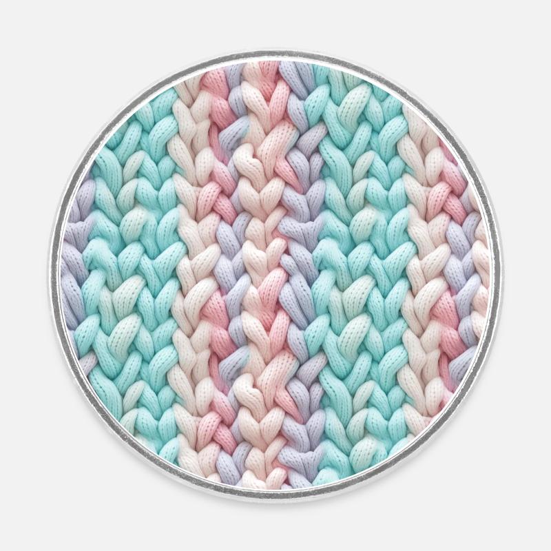 Pastel Knit Waves - Round  fridge magnet - white