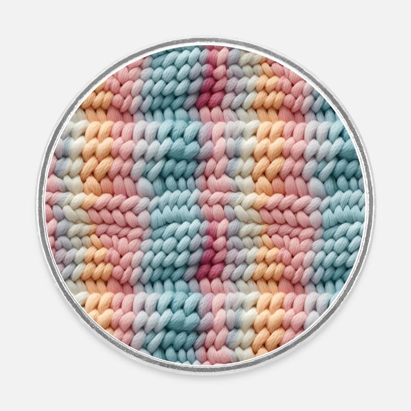 Pastel Knit Waves - Round  fridge magnet - white