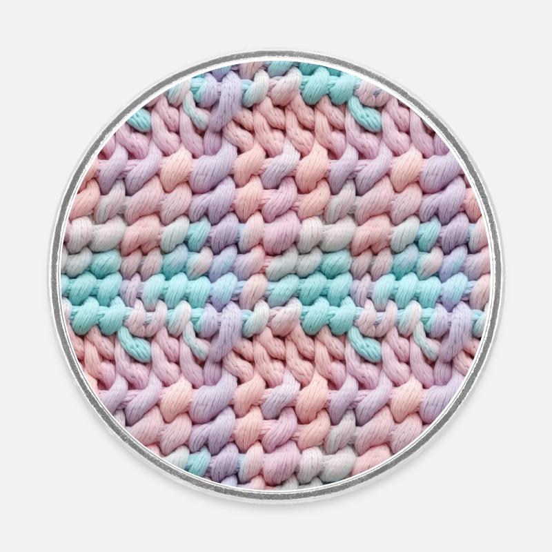 Pastel Knit Waves - Round fridge magnet - white