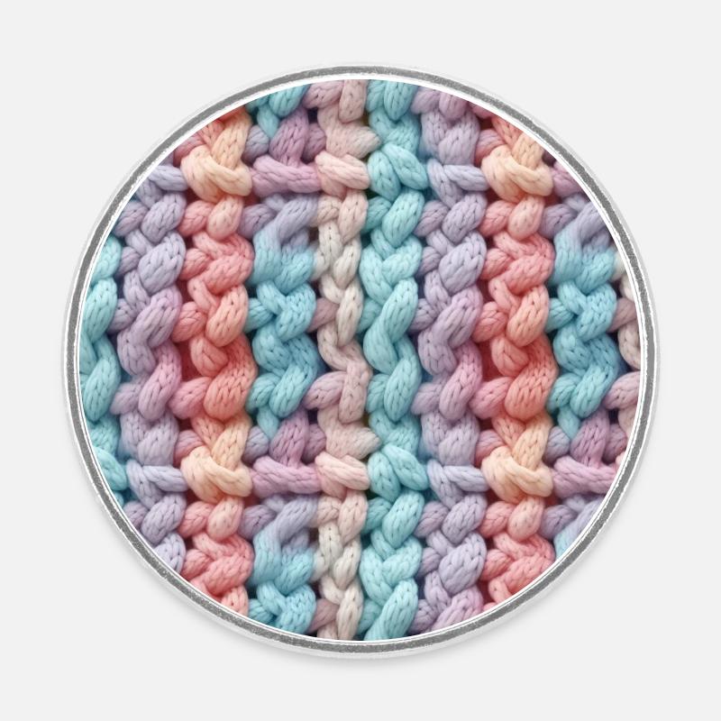 Pastel Knit Waves - Round  fridge magnet - white