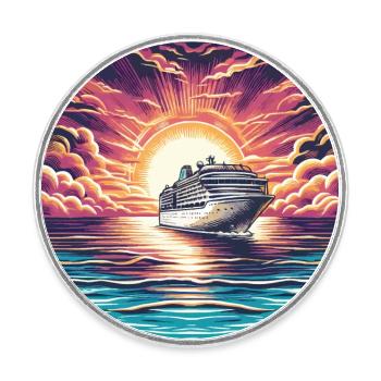 Kreuzfahrt in den Sonnenuntergang - Runder Kühlschrankmagnet - Weiß - Vorne