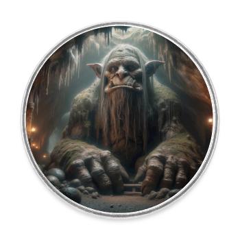 Troll in Magic Cave - Round  fridge magnet - white - Front