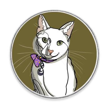 Katze Illustration - Runder Kühlschrankmagnet - Weiß - Vorne