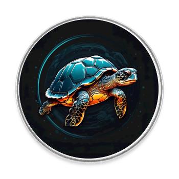Wasserschildkröte im Farbkreis - Runder Kühlschrankmagnet - Weiß - Vorne