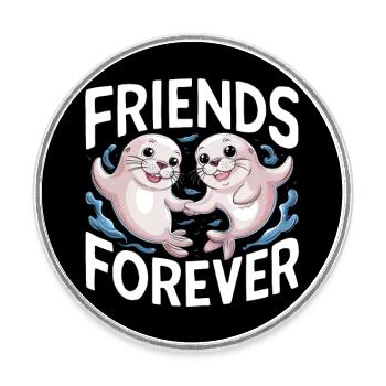 Two funny seal friends forever - Round  fridge magnet - white - Front