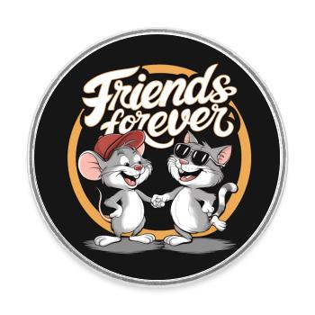 Freunde für immer Katze und Maus Freundschaft - Runder Kühlschrankmagnet - Weiß - Vorne