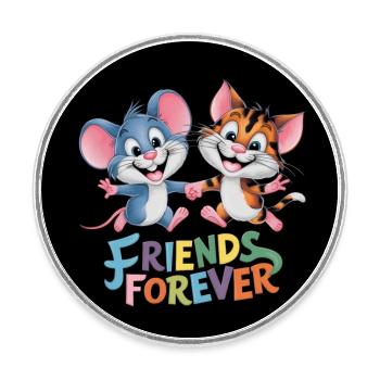 Freunde für immer Katze und Maus Freundschaft - Runder Kühlschrankmagnet - Weiß - Vorne
