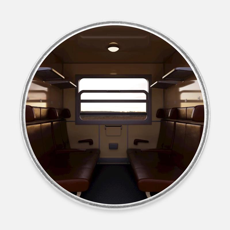 Compartiment de train - Magnet rond - blanc