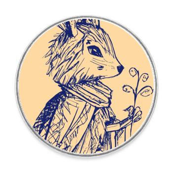An Enigmatic Rabbit Offering a Flower - Round  fridge magnet - white - Front