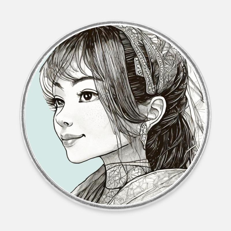Enigmatic Wanderer: Amethyst - Round  fridge magnet - white
