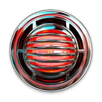 Voyant rouge vintage - Magnet rond - blanc - Devant