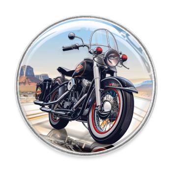 Vintage moto usa - Magnet rond - blanc - Devant