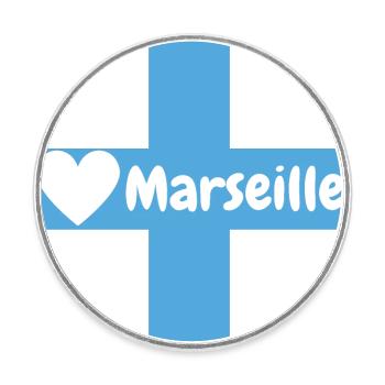 Marseille - Round  fridge magnet - white - Front