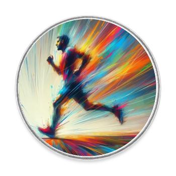 Running Man 3 - Round  fridge magnet - white - Front