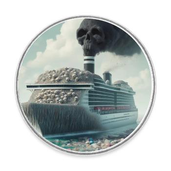 Boat Travel Environmental Protection - Round  fridge magnet - white - Front