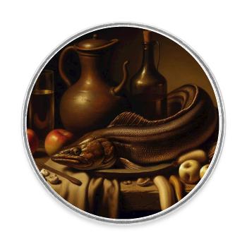 Still Life with Fish 1 - Round  fridge magnet - white - Front