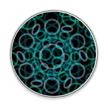 Abstraktes Kreisdesign auf schwarzem Hintergrund - Runder Kühlschrankmagnet - Weiß - Vorne