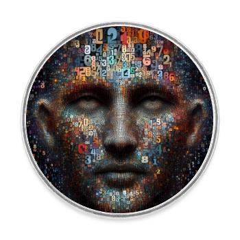 Face of numbers - Round  fridge magnet - white - Front