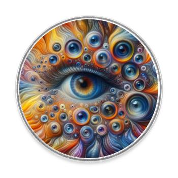 Face out of eyes 4 - Round  fridge magnet - white - Front