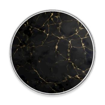 Cracked texture black gold - Round  fridge magnet - white - Front