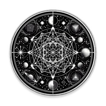 Celestial Geometry: Sacred Night Sky - Runder Kühlschrankmagnet - Weiß - Vorne