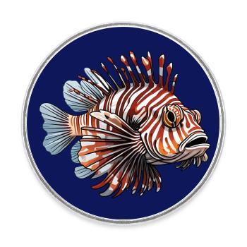 Farbenprächtiger Rotfeuerfisch Korallenfisch - Runder Kühlschrankmagnet - Weiß - Vorne
