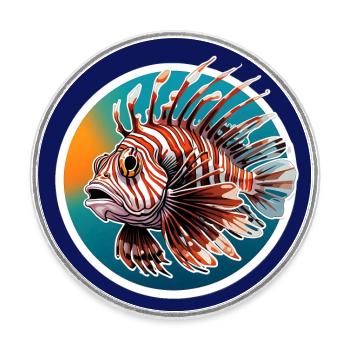 Farbenprächtiger Rotfeuerfisch Korallenfisch - Runder Kühlschrankmagnet - Weiß - Vorne