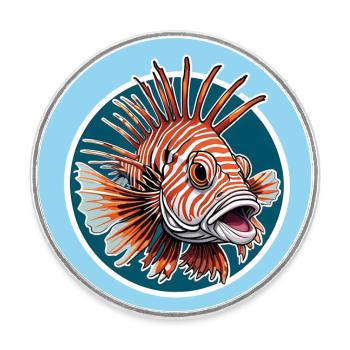 Farbenprächtiger Rotfeuerfisch Korallenfisch - Runder Kühlschrankmagnet - Weiß - Vorne