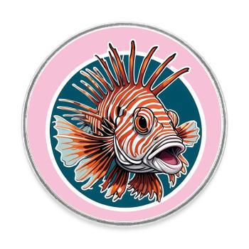 Farbenprächtiger Rotfeuerfisch Korallenfisch - Runder Kühlschrankmagnet - Weiß - Vorne