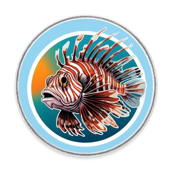 Farbenprächtiger Rotfeuerfisch Korallenfisch - Runder Kühlschrankmagnet - Weiß - Vorne