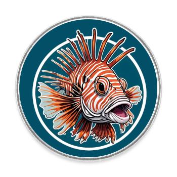 Farbenprächtiger Rotfeuerfisch Korallenfisch - Runder Kühlschrankmagnet - Weiß - Vorne
