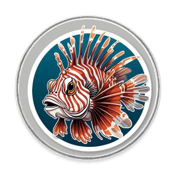 Farbenprächtiger Rotfeuerfisch Korallenfisch - Runder Kühlschrankmagnet - Weiß - Vorne