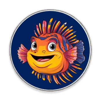 Lachender lustiger Rotfeuerfisch Korallenfisch - Runder Kühlschrankmagnet - Weiß - Vorne