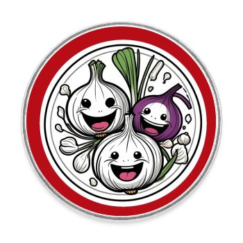 Oignons drôles de rire - Magnet rond - blanc - Devant