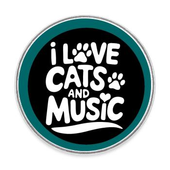 Ich liebe Katzen und Musik - Runder Kühlschrankmagnet - Weiß - Vorne