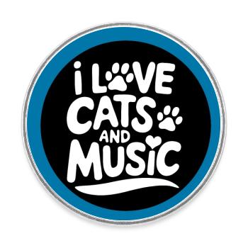Ich liebe Katzen und Musik - Runder Kühlschrankmagnet - Weiß - Vorne