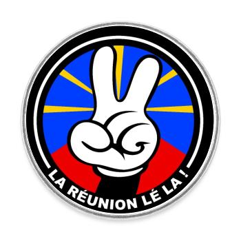 974 Cartoon La Réunion lé la - Magnet rond - blanc - Devant