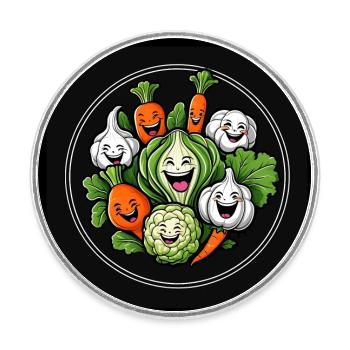 Funny Laughing Vegetables - Round  fridge magnet - white - Front