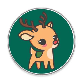 Kleines Weihnachtsrentier - Runder Kühlschrankmagnet - Weiß - Vorne