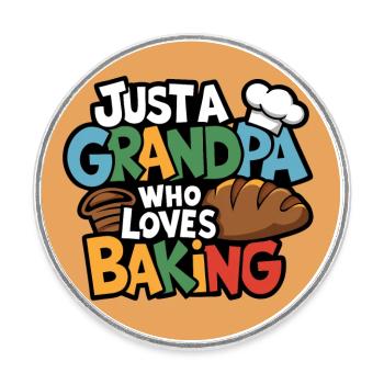 Papi est boulanger, notre papy aime cuisiner - Magnet rond - blanc - Devant
