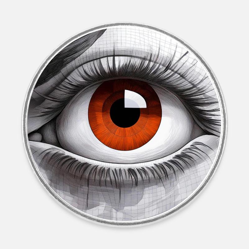 Eye on Grid - Round  fridge magnet - white