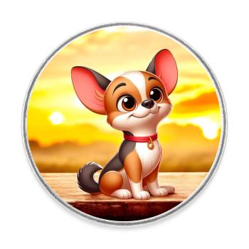 Chihuahua 5 - Runder Kühlschrankmagnet - Weiß - Vorne