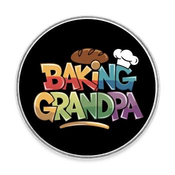 Here comes the baking grandpa funny baker's saying - Round  fridge magnet - white - Front