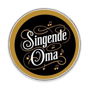 Singende Oma - Großmutter ist im Chor Gesangverein - Runder Kühlschrankmagnet - Weiß - Vorne