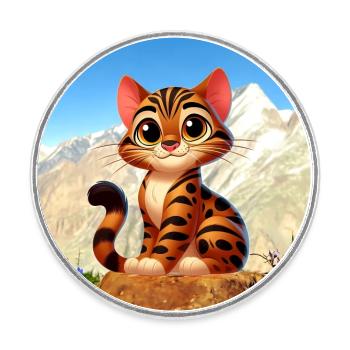 Bengalen 15 - Runder Kühlschrankmagnet - Weiß - Vorne