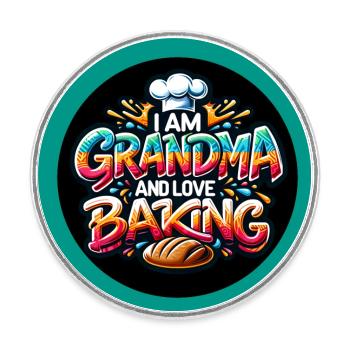 Ich bin Oma und backe gerne - Runder Kühlschrankmagnet - Weiß - Vorne