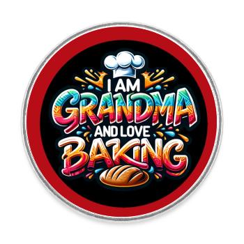 Ich bin Oma und backe gerne - Runder Kühlschrankmagnet - Weiß - Vorne