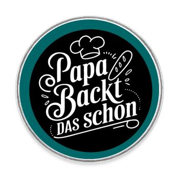 Papa backt das schon - lustiger Papa Backspruch - Runder Kühlschrankmagnet - Weiß - Vorne