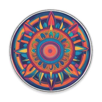 A psychedelic mandala - Round  fridge magnet - white - Front